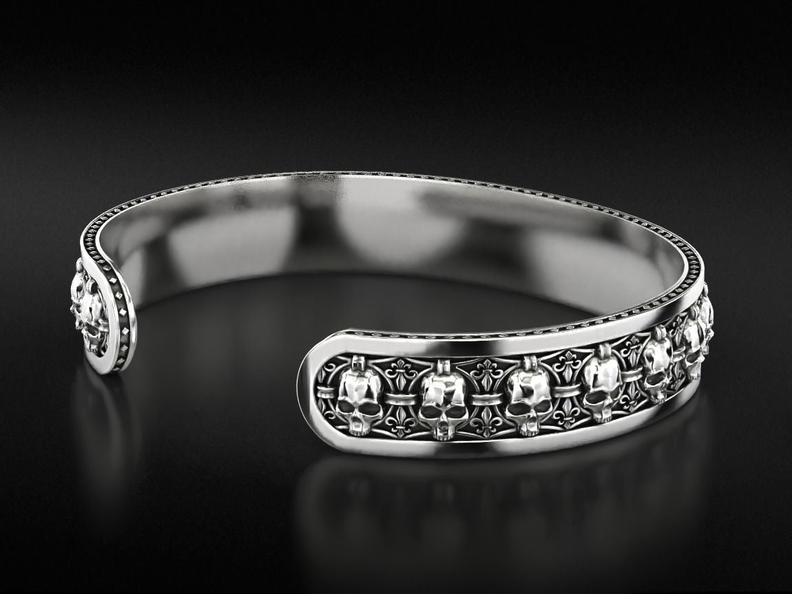 RARE PRINCE by CARAT SUTRA | Unique Adjustable Designed Skull Cuff | Bracelet for Men | Biker Bracelet for Men | 925 Sterling Silver Bracelet | Men's Jewelry | With Certificate of Authenticity and 925 Hallmark