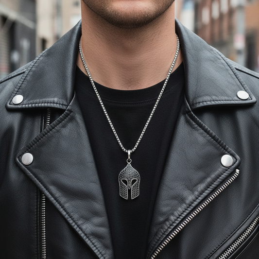 RARE PRINCE by CARAT SUTRA | Unique Designed Roman Helmet Pendant Studded with Black Zircons for Men | 925 Sterling Silver Oxidized Pendant | Men's Jewelry | With Certificate of Authenticity and 925 Hallmark - caratsutra