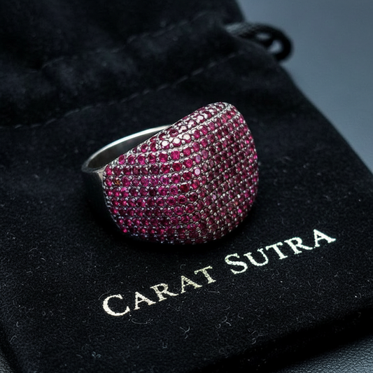 RARE PRINCE by CARAT SUTRA | Unique Handmade Turkish Style Ring Studded with AAA+ Ruby Stones | 925 Sterling Silver Ring | Men's Jewelry | With Certificate of Authenticity and 925 Hallmark