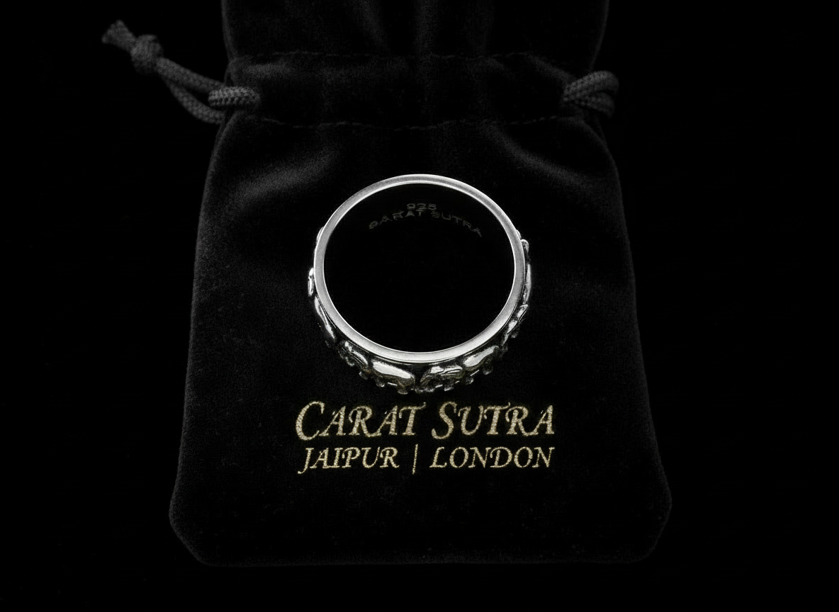 RARE PRINCE by CARAT SUTRA | Antique Designed Elephant Band Ring | 925 Sterling Silver Oxidized Ring | Men's Jewelry | With Certificate of Authenticity and 925 Hallmark - caratsutra