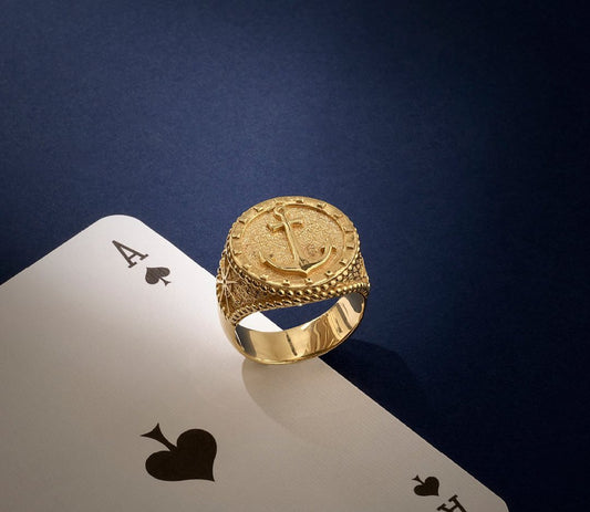 RARE PRINCE by CARAT SUTRA | Exclusive Signet Style Sailor's Anchor Ring, Sterling Silver 925 Ring | Jewellery for Men| With Certificate of Authenticity and 925 Hallmark - caratsutra