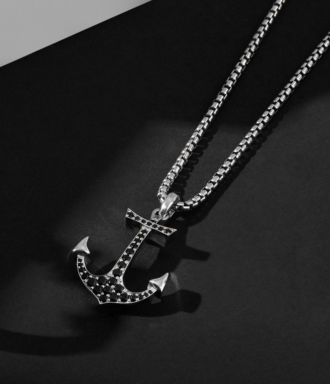 RARE PRINCE by CARAT SUTRA Unique Designed Sailor's Anchor Pendant  Studded with Black Zircons for Men, 925 Sterling Silver Pendant Men's  Jewelry ...