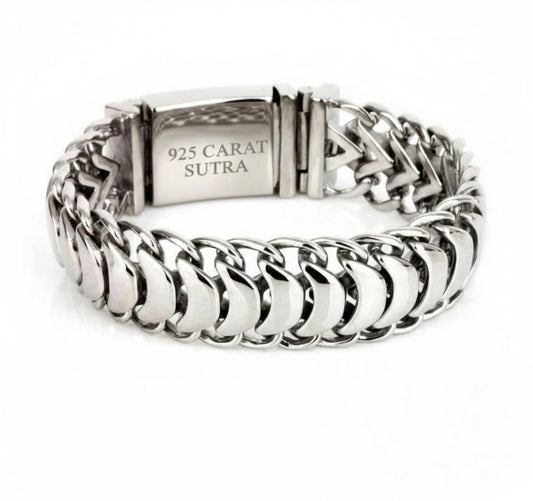 RARE PRINCE by CARAT SUTRA | Unique Link Designed High Polished Bracelet for Men | 925 Sterling Silver Bracelet | Men's Jewelry | With Certificate of Authenticity and 925 Hallmark - caratsutra