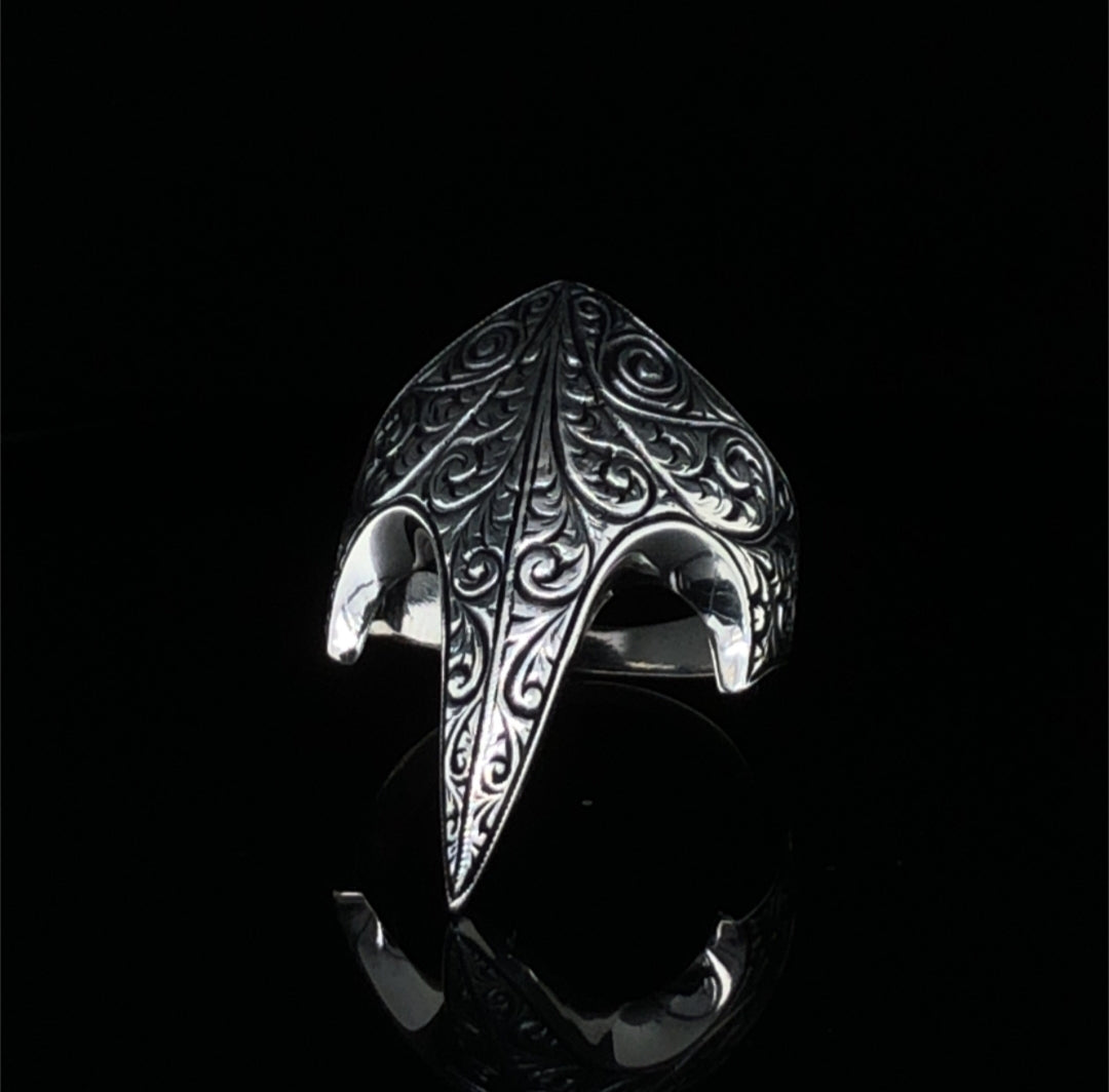 RARE PRINCE by CARAT SUTRA | Unique Turkish Style Thumb Ring | 925 Sterling Silver Oxidized Ring | Men's Jewelry | With Certificate of Authenticity and 925 Hallmark - caratsutra