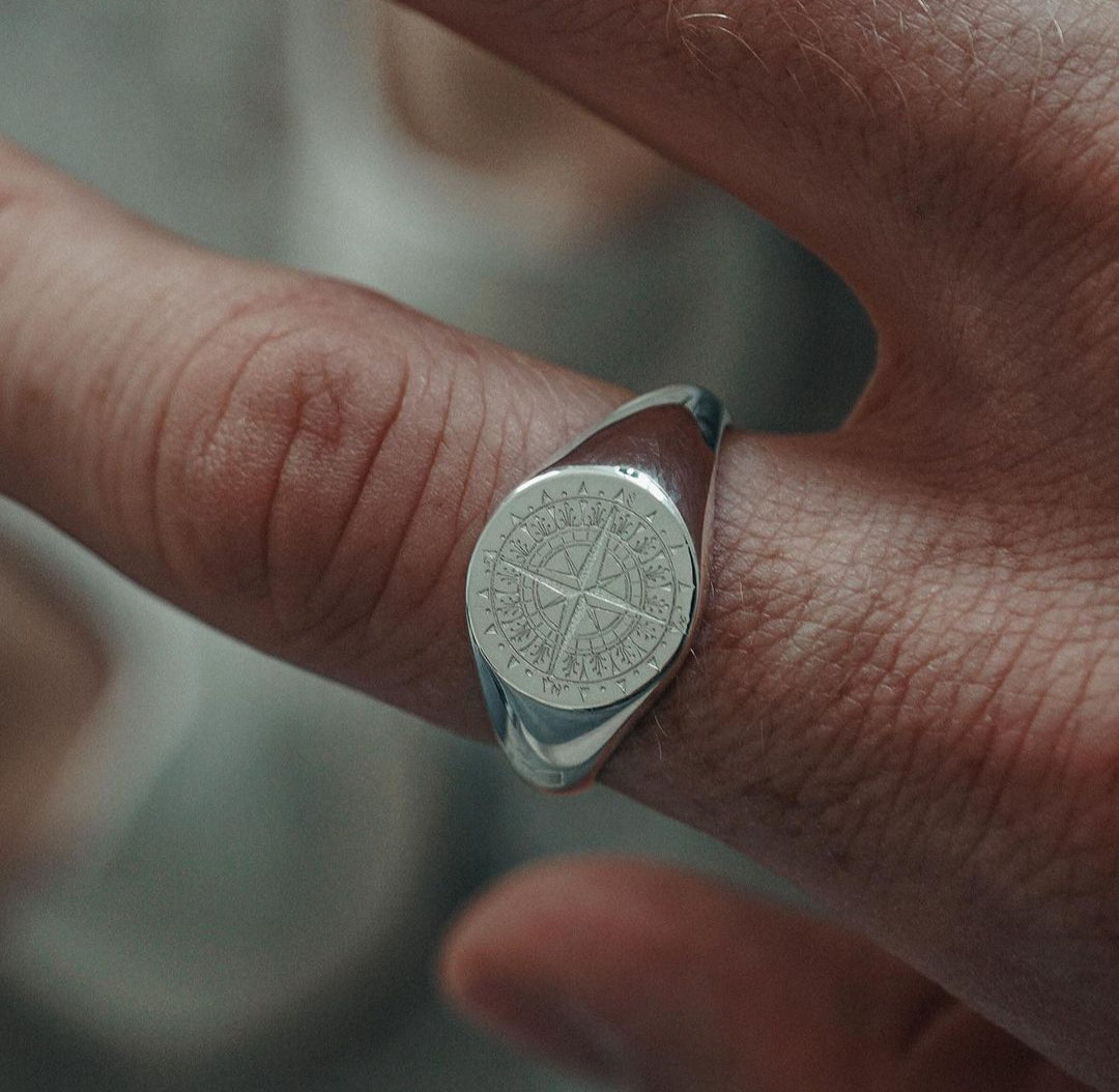 Compass Signet Serge Denimes Compass Ring Sterling Silver Compass