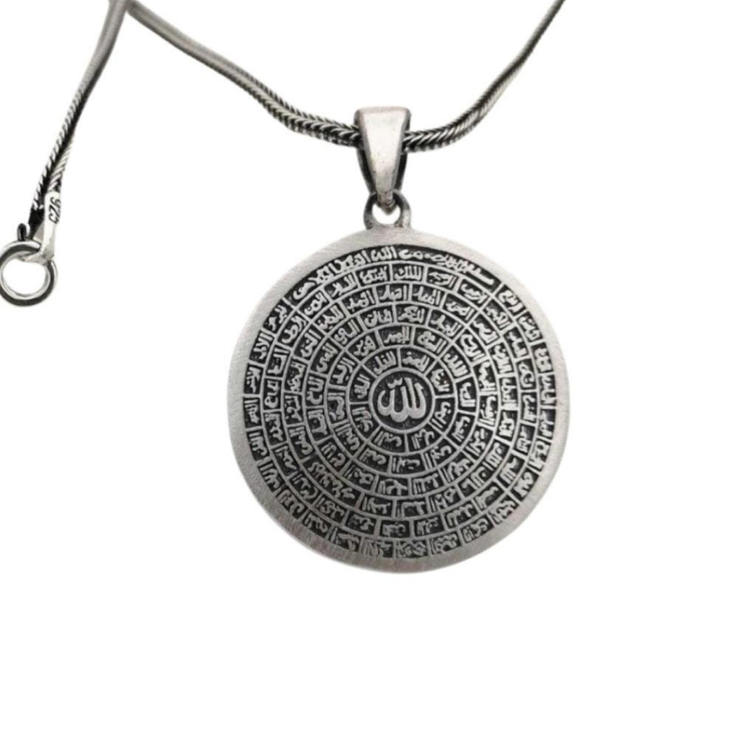 RARE PRINCE by CARAT SUTRA | Unique Designed 99 Names of Allah Engraved Pendant | 925 Sterling Silver Pendant | Men's Jewelry | With Certificate of Authenticity and 925 Hallmark - caratsutra