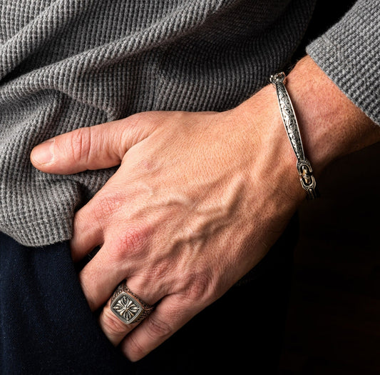 RARE PRINCE by CARAT SUTRA | Exclusive Cross Vintage Byzantine Style Ring for Men, Oxidized Sterling Silver 925 Ring | Jewellery for Men| With Certificate of Authenticity and 925 Hallmark - caratsutra