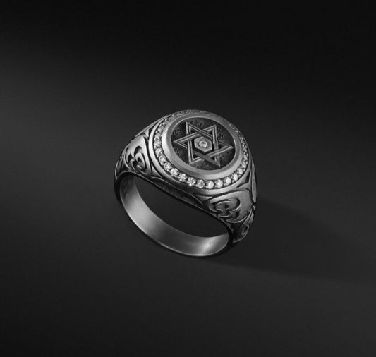 RARE PRINCE by CARAT SUTRA | Exclusive Turkish Style Star Ring for Men, Oxidized Sterling Silver 925 Ring | Jewellery for Men| With Certificate of Authenticity and 925 Hallmark - caratsutra