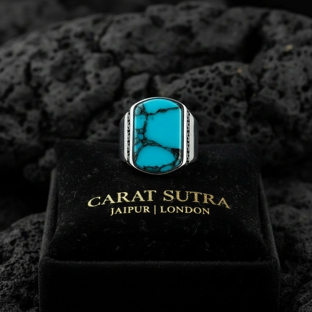 Branded Mens Turquoise Rings MENS TURQUOISE SIGNET RING Lucky Brand