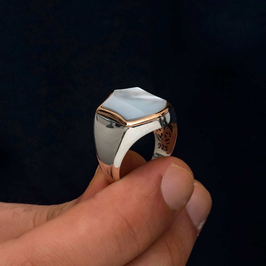 RARE PRINCE by CARAT SUTRA | Unique Turkish Style Ring with Natural Pearl | 925 Sterling Silver | Men's Jewelry | With Certificate of Authenticity and 925 Hallmark - caratsutra