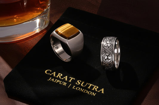 RARE PRINCE by CARAT SUTRA | Exclusive Classic Band Ring for Men, Oxidized Sterling Silver 925 Ring | Jewellery for Men| With Certificate of Authenticity and 925 Hallmark - caratsutra