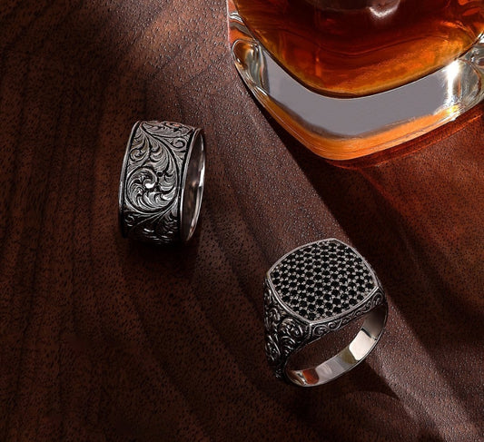 RARE PRINCE by CARAT SUTRA | Exclusive Premium Classic Band Ring for Men, Oxidized Sterling Silver 925 Ring | Jewellery for Men| With Certificate of Authenticity and 925 Hallmark - caratsutra