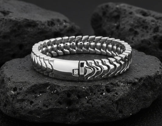 RARE PRINCE by CARAT SUTRA | Unique Watch Style High Polished Bracelet for Men | 925 Sterling Silver Bracelet | Men's Jewelry | With Certificate of Authenticity and 925 Hallmark - caratsutra