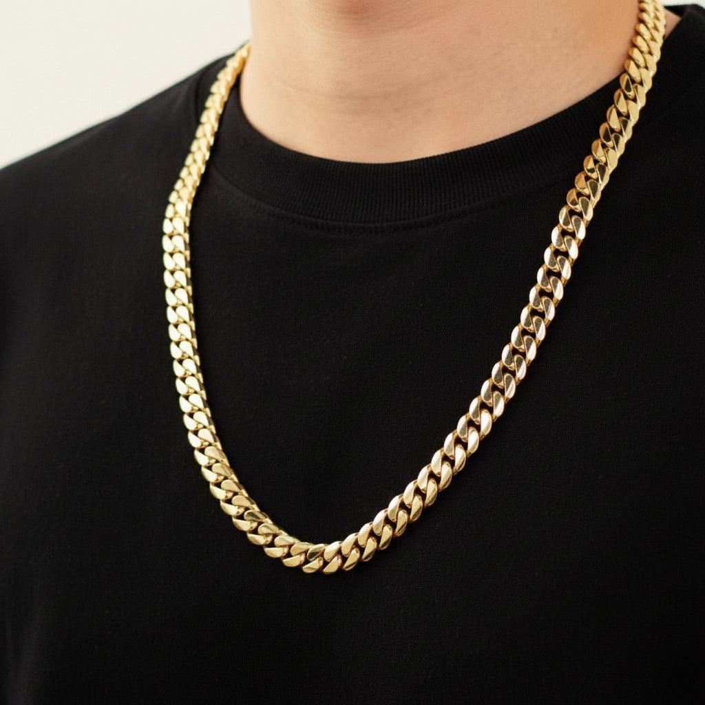 RARE PRINCE by CARAT SUTRA 12mm Wide Solid Miami Cuban Link Chain 22kt Gold Micron Plated 925 Sterling Silver Chain Men's Jewelry With