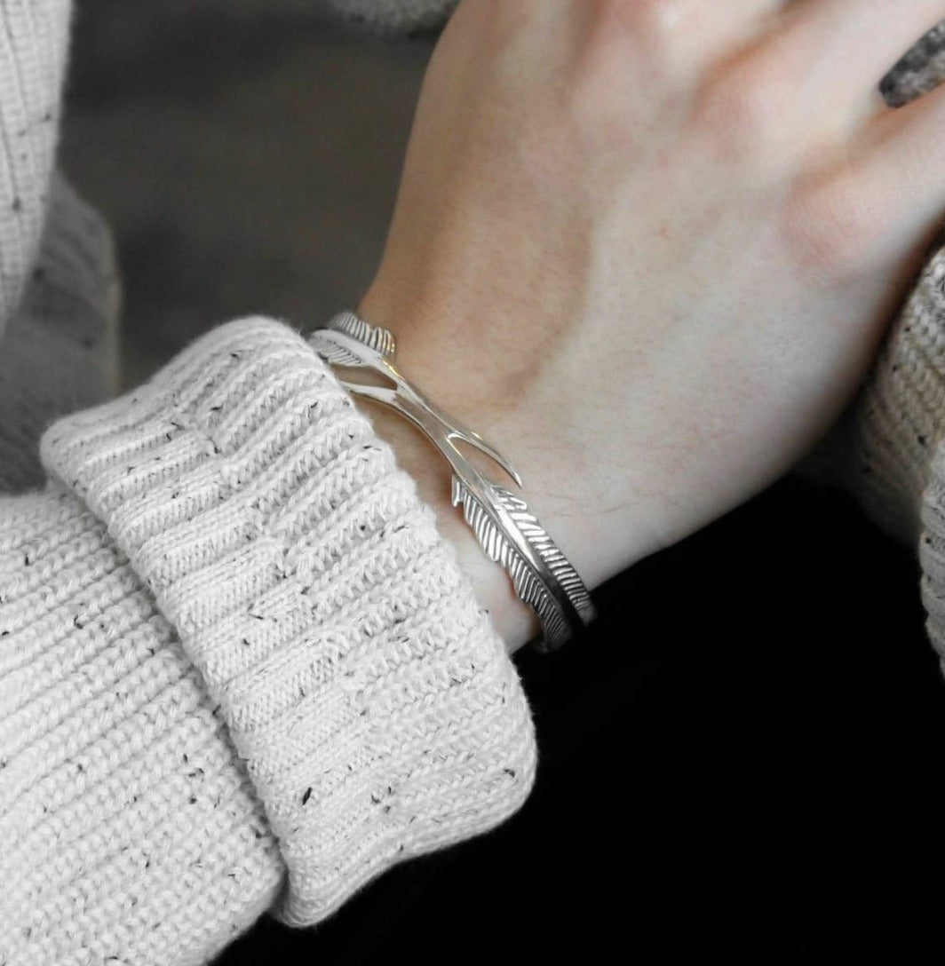 RARE PRINCE by CARAT SUTRA | Unique Adjustable Feather Style Bangle/kadaa/Handcuff for Men & Boys | 925 Sterling Silver Bracelet | Men's Jewelry | With Certificate of Authenticity and 925 Hallmark - caratsutra