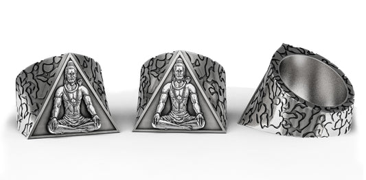 RARE PRINCE by CARAT SUTRA | Unique Designed Mahadev/Shiva Ring | 925 Sterling Silver Oxidized Ring | Men's Jewelry | With Certificate of Authenticity and 925 Hallmark - caratsutra