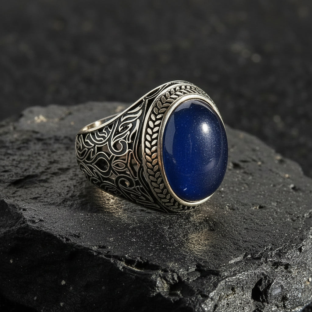 RARE PRINCE by CARAT SUTRA Unique Turkish Style Ring with Blue S