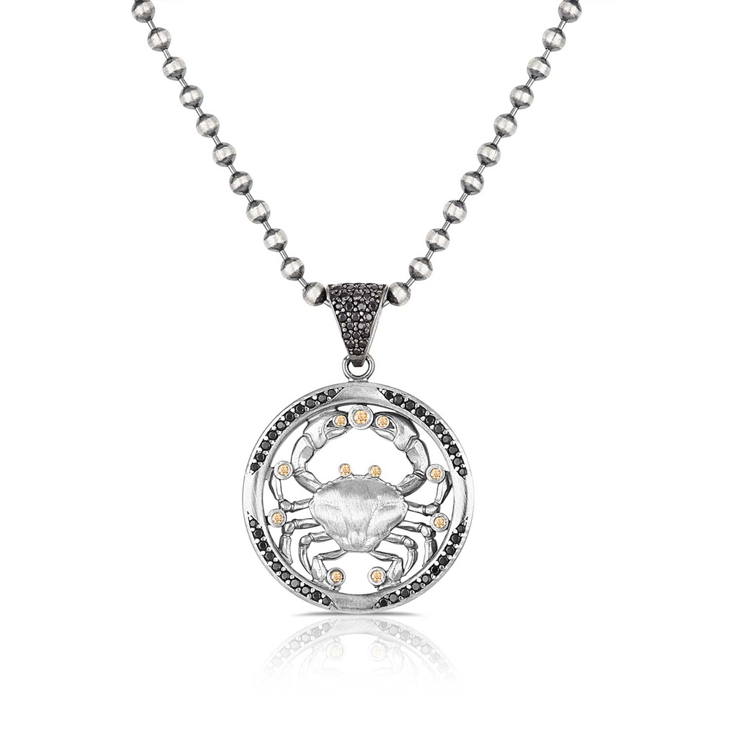 RARE PRINCE by CARAT SUTRA | Unique Cancer Zodiac Designed Pendant Studded with Black Zircons | Unisex 925 Sterling Silver Oxidized Pendant | Men's Jewelry | With Certificate of Authenticity and 925 Hallmark - caratsutra