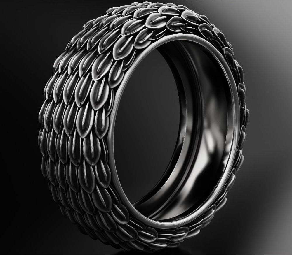 RARE PRINCE by CARAT SUTRA | Exclusive Eagle Feather Band Ring for Men, Oxidized Sterling Silver 925 Ring | Jewellery for Men| With Certificate of Authenticity and 925 Hallmark