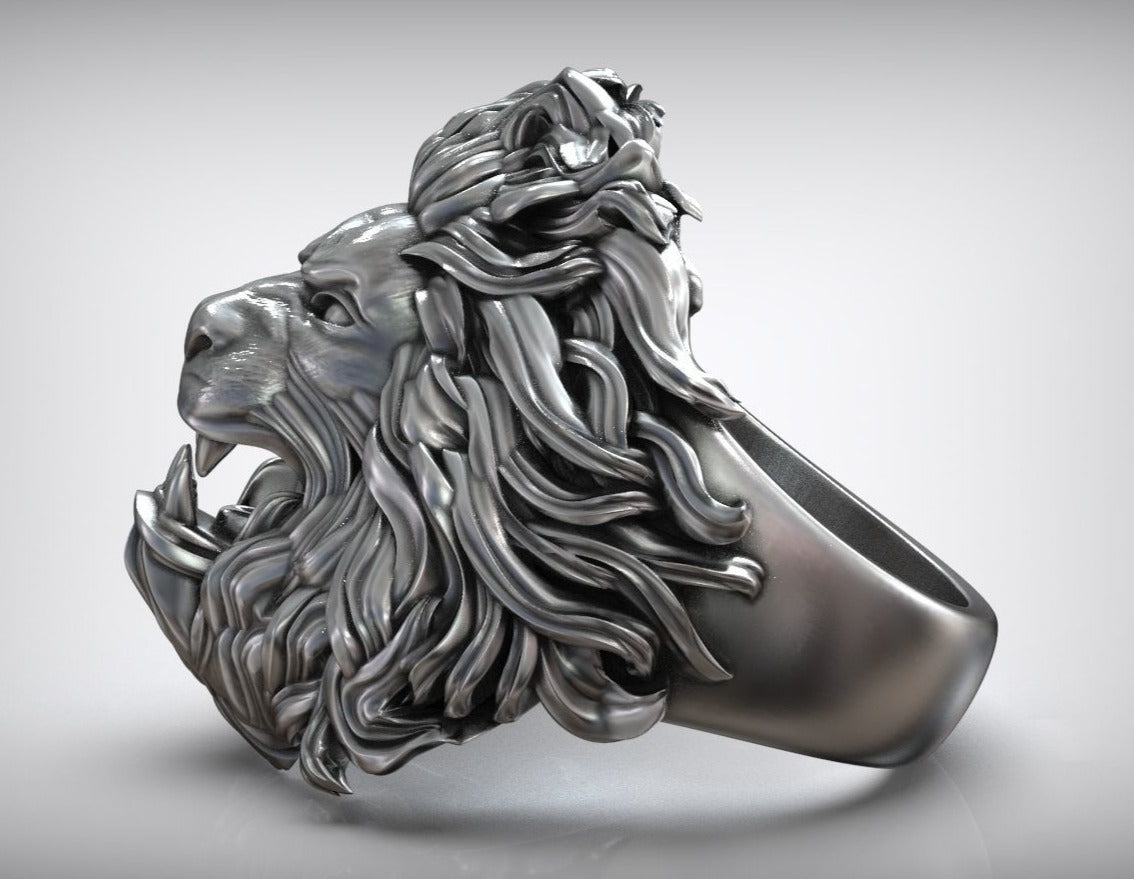 RARE PRINCE by CARAT SUTRA | Unique Designed Ferocious Lion Ring | 925 Sterling Silver Oxidized Ring | Men's Jewelry | With Certificate of Authenticity and 925 Hallmark - caratsutra