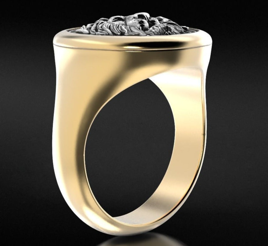 RARE PRINCE by CARAT SUTRA | Unique Designed Lion Signet Ring | 925 Sterling Silver Oxidized Ring | Men's Jewelry | With Certificate of Authenticity and 925 Hallmark - caratsutra