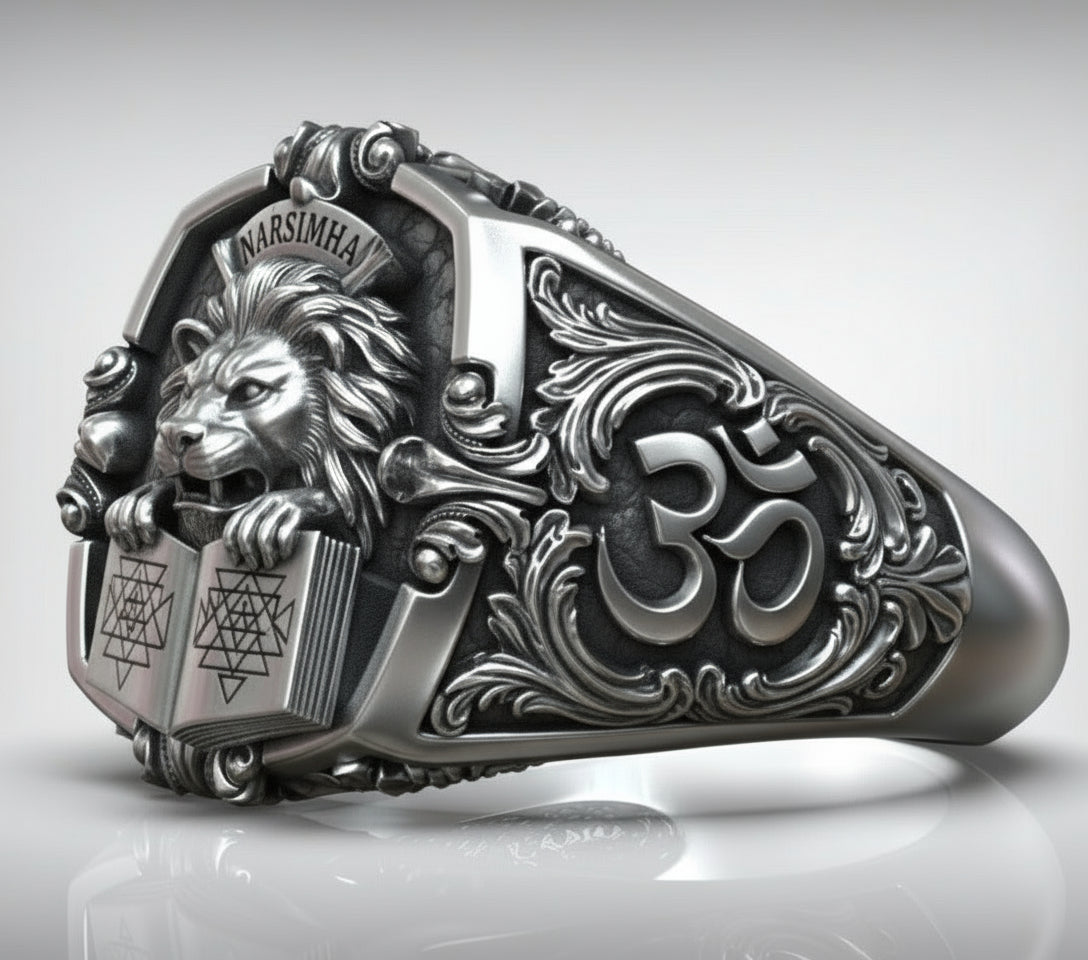 RARE PRINCE by CARAT SUTRA | Unique Designed St. Mark Lion with Cross Ring | 925 Sterling Silver Oxidized Ring | Men's Jewelry | With Certificate of Authenticity and 925 Hallmark - caratsutra