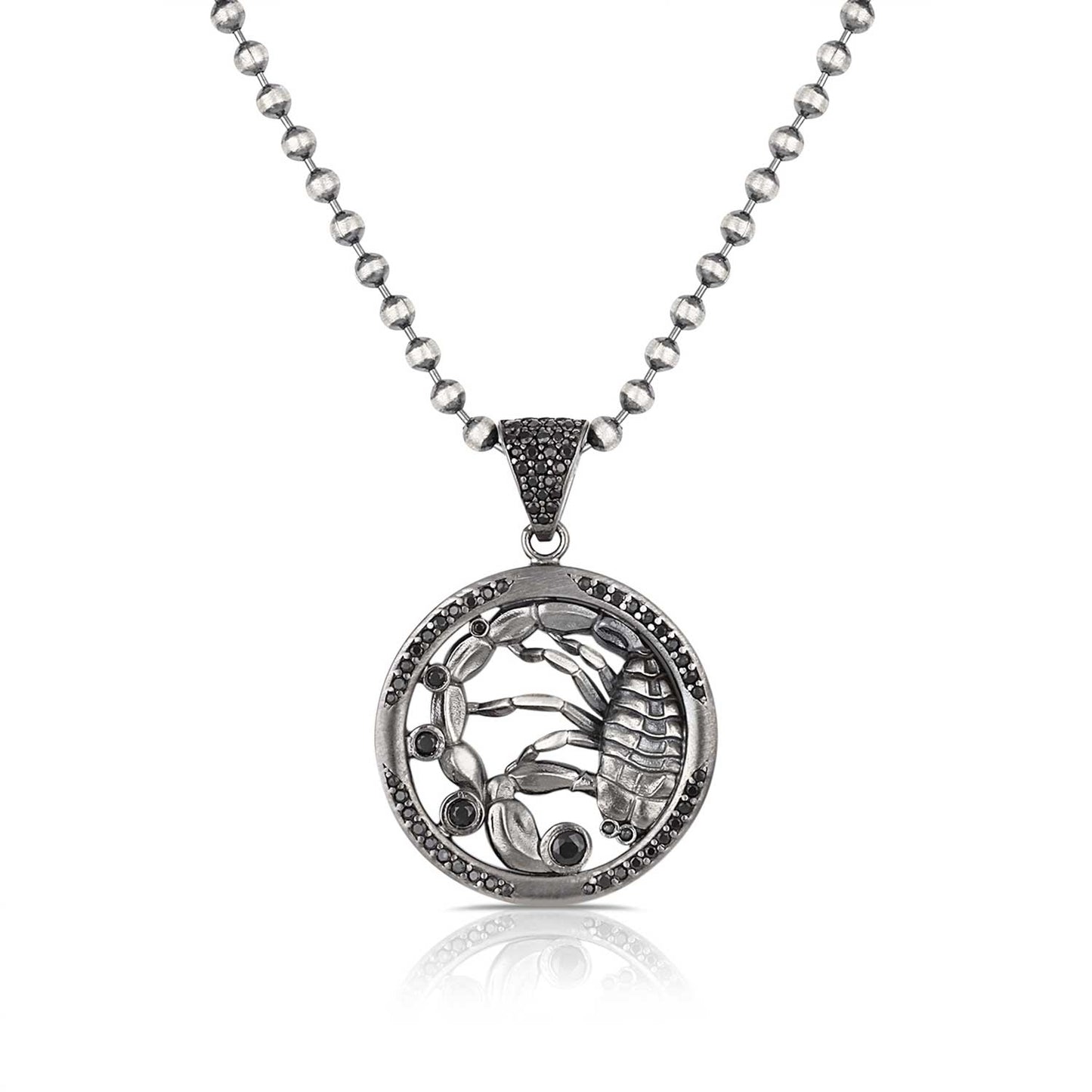 RARE PRINCE by CARAT SUTRA | Unique Scorpio Zodiac Designed Pendant Studded with Black Zircons | Unisex 925 Sterling Silver Oxidized Pendant | Men's Jewelry | With Certificate of Authenticity and 925 Hallmark - caratsutra