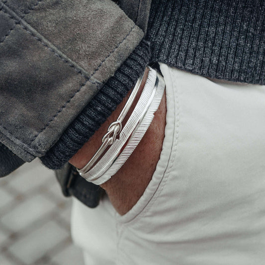 RARE PRINCE by CARAT SUTRA | Adjustable Feather Style Bangle/kadaa/Handcuff for Men & Boys | 925 Sterling Silver Bracelet | Men's Jewelry | With Certificate of Authenticity and 925 Hallmark - caratsutra