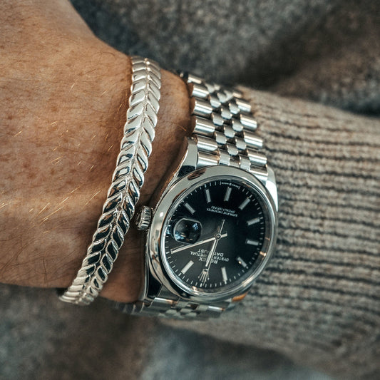 RARE PRINCE by CARAT SUTRA | Adjustable Leaf Style Bangle/kadaa/Handcuff for Men & Boys | 925 Sterling Silver Bracelet | Men's Jewelry | With Certificate of Authenticity and 925 Hallmark - caratsutra