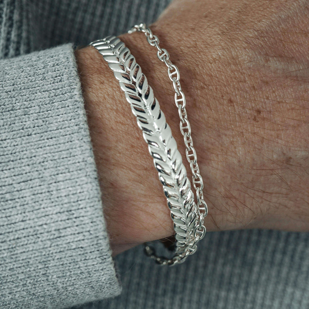 RARE PRINCE by CARAT SUTRA | Adjustable Leaf Style Bangle/kadaa/Handcuff for Men & Boys | 925 Sterling Silver Bracelet | Men's Jewelry | With Certificate of Authenticity and 925 Hallmark - caratsutra