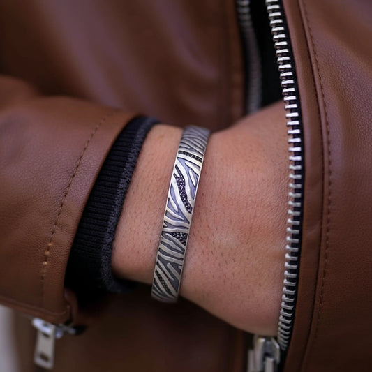 RARE PRINCE by CARAT SUTRA | Adjustable Modern Style Bangle/kadaa/Handcuff for Men & Boys | 925 Sterling Silver Bracelet | Men's Jewelry | With Certificate of Authenticity and 925 Hallmark - caratsutra