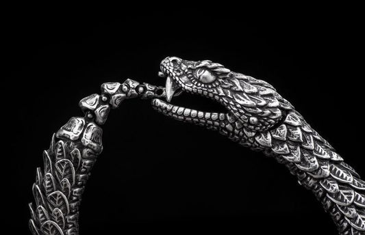RARE PRINCE by CARAT SUTRA | Unique Oxidized Snake Bracelet | 925 Sterling Silver Oxidized Bracelet | Unisex Jewelry | With Certificate of Authenticity and 925 Hallmark