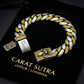 16mm wide, Unique Fleur-De-Lis natural Citrine Iced Cuban Link Bracelet for Men | Oxidized 925 Silver Bracelet