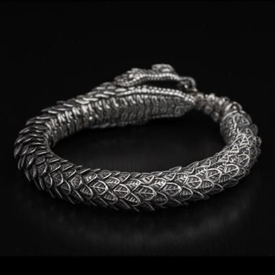 RARE PRINCE by CARAT SUTRA | Unique Oxidized Snake Bracelet | 925 Sterling Silver Oxidized Bracelet | Unisex Jewelry | With Certificate of Authenticity and 925 Hallmark