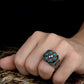 RARE PRINCE by CARAT SUTRA | Unique Designed Turkish Style Ring with 6 Stone Turquoise Ring | 925 Sterling Silver Oxidized Ring | Men's Jewelry | With Certificate of Authenticity and 925 Hallmark