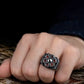RARE PRINCE by CARAT SUTRA | Unique Designed Turkish Style Ring with 6 Stone Ruby Ring | 925 Sterling Silver Oxidized Ring | Men's Jewelry | With Certificate of Authenticity and 925 Hallmark