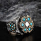 RARE PRINCE by CARAT SUTRA | Unique Designed Turkish Style Ring with 6 Stone Turquoise Ring | 925 Sterling Silver Oxidized Ring | Men's Jewelry | With Certificate of Authenticity and 925 Hallmark