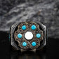 RARE PRINCE by CARAT SUTRA | Unique Designed Turkish Style Ring with 6 Stone Turquoise Ring | 925 Sterling Silver Oxidized Ring | Men's Jewelry | With Certificate of Authenticity and 925 Hallmark
