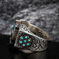 RARE PRINCE by CARAT SUTRA | Unique Designed Turkish Style Ring with 6 Stone Turquoise Ring | 925 Sterling Silver Oxidized Ring | Men's Jewelry | With Certificate of Authenticity and 925 Hallmark