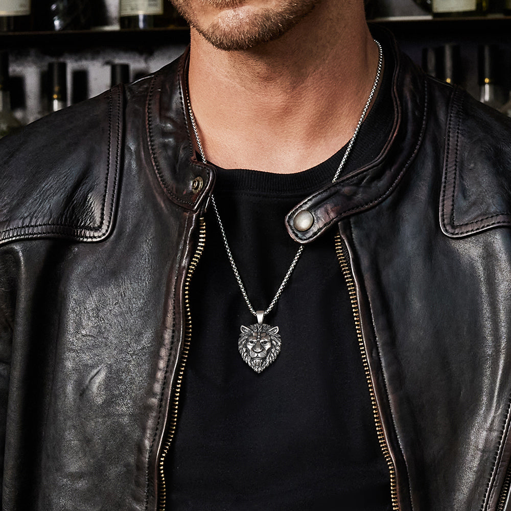 Vintage Lion Pendant for Men | 925 Sterling Silver Oxidized Pendant | Men's Jewelry (Copy)