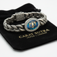 RARE PRINCE by CARAT SUTRA | Unique Style Double Headed Eagle Bracelet with Blue Enamel for Men | 925 Sterling Silver Oxidized Bracelet | Men's Jewelry | With Certificate of Authenticity and 925 Hallmark - caratsutra