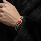 RARE PRINCE by CARAT SUTRA | Unique Style Natural Red Coral Bracelet | 925 Sterling Silver Oxidized Bracelet | With Certificate of Authenticity and 925 Hallmark