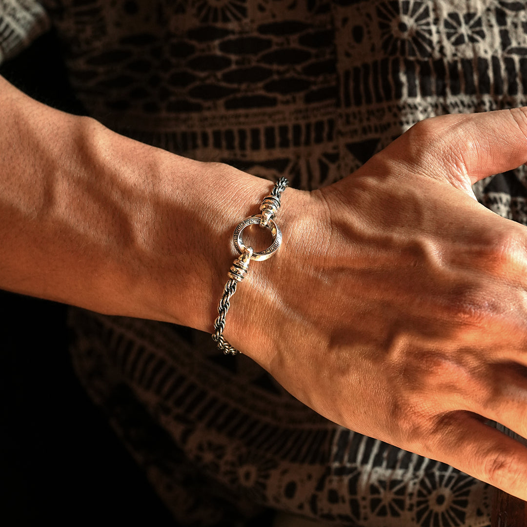 3.5mm Hoop Rope Bracelet | 925 Sterling Silver Bracelet, studded | With Certificate of Authenticity and 925 Hallmark