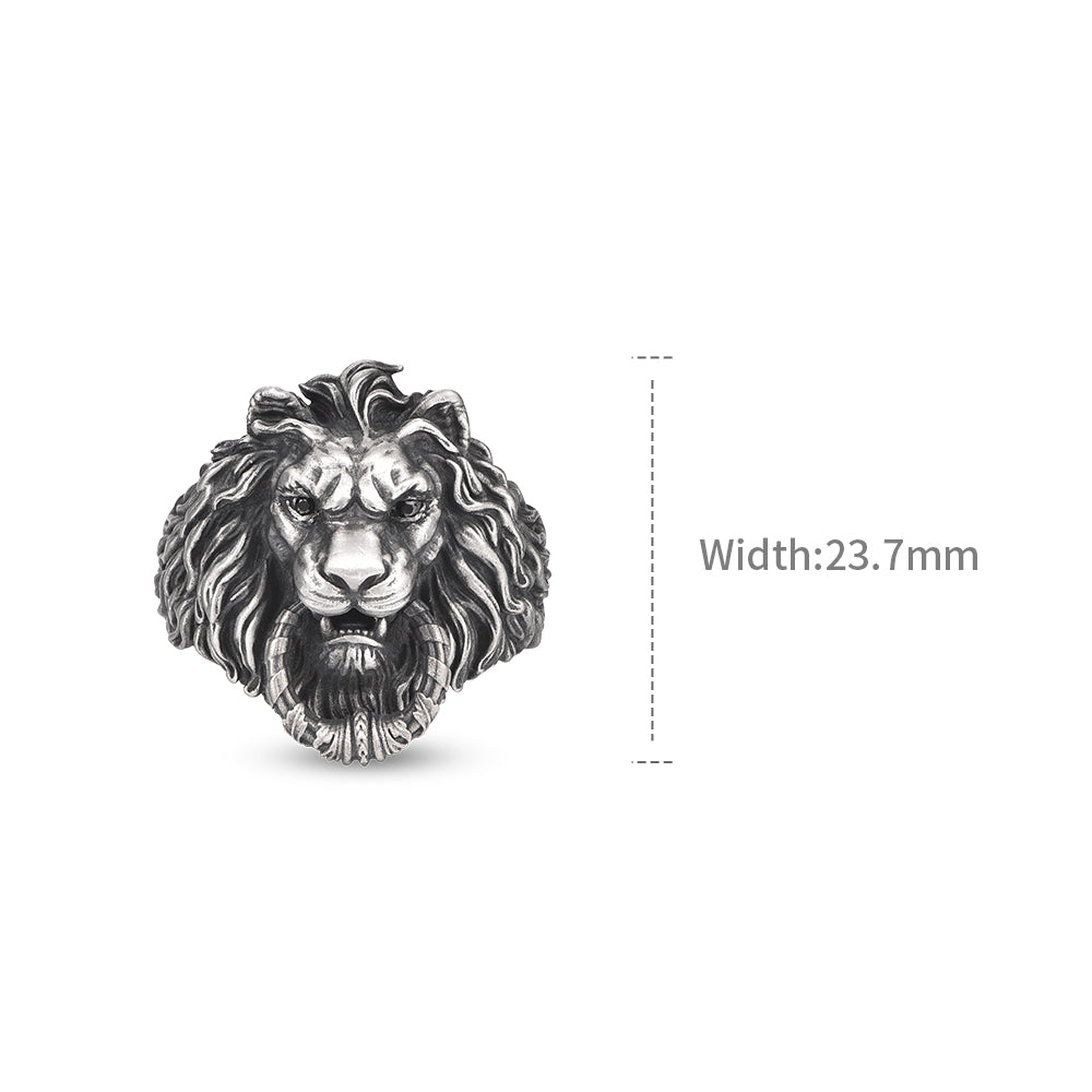 RARE PRINCE by CARAT SUTRA | Unique Designed Lion Door Knocker Ring | 925 Sterling Silver Oxidized Ring | With Certificate of Authenticity and 925 Hallmark - caratsutra