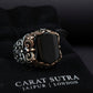 Unique Turkish Style Ring with Natural Black Onyx | 925 Sterling Silver Oxidized Ring | Men's Jewelry | With Certificate of Authenticity and 925 Hallmark - caratsutra