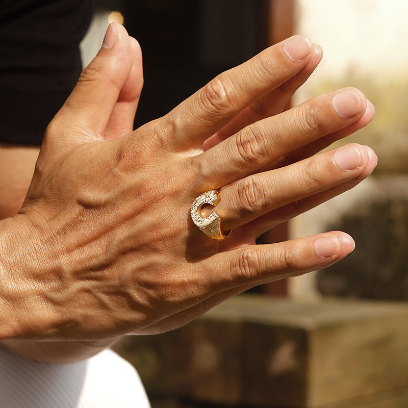 Hand-Engraved Vintage Horse Shoe Oxidized Ring | Sterling Silver 925 Ring