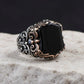 Unique Turkish Style Ring with Natural Black Onyx | 925 Sterling Silver Oxidized Ring | Men's Jewelry | With Certificate of Authenticity and 925 Hallmark - caratsutra