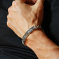 14mm wide, Unique Fleur-De-Lis Cuban Link Bracelet for Men | Oxidized 925 Silver Bracelet
