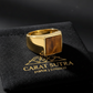 RARE PRINCE by CARAT SUTRA | Exclusive Classic Gold Signet Statement Ring with Natural Pearl/ Tiger Eye, Sterling Silver 925 Ring | Jewellery for Men| With Certificate of Authenticity and 925 Hallmark