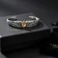 Adjustable 3D Eagle Bangle Bracelet with Natural Citrine (Sunela) Stone | 925 Sterling Silver